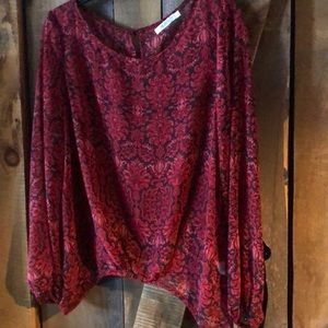 Rickis Sheer Red and Black Paisley Blouse